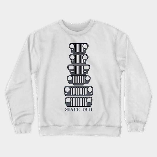 Jeep Grills Dark Grey Logo Crewneck Sweatshirt by Caloosa Jeepers 